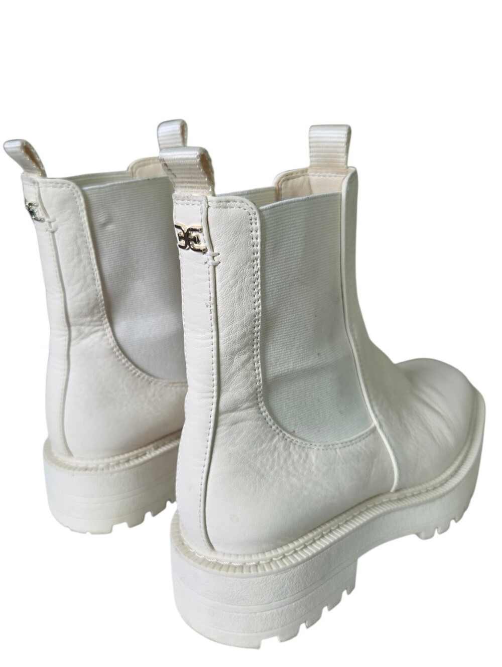 Sam Edelman Cream White Chelsea Platform Boots, Size 6M